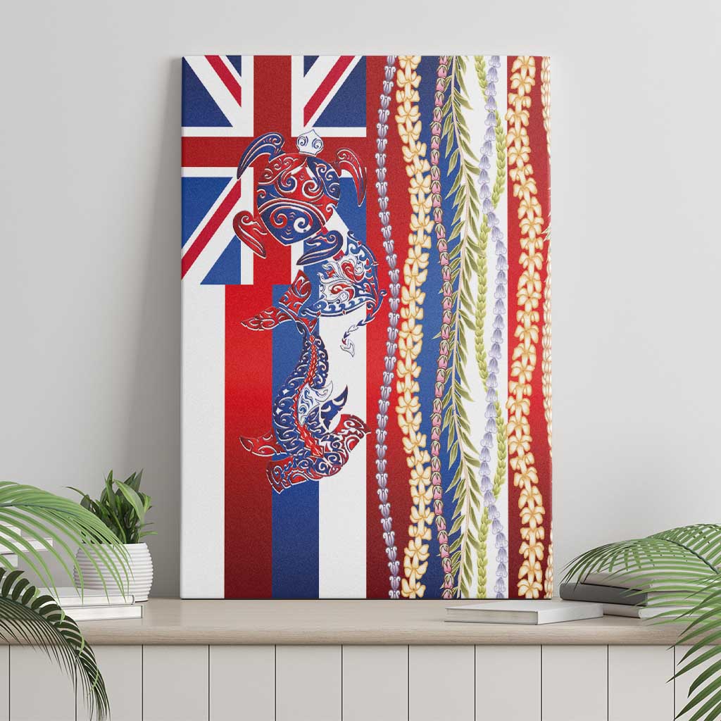 Hawaiian Sea Animals Canvas Wall Art with Lei and Flag Style LT03 - Polynesian Pride
