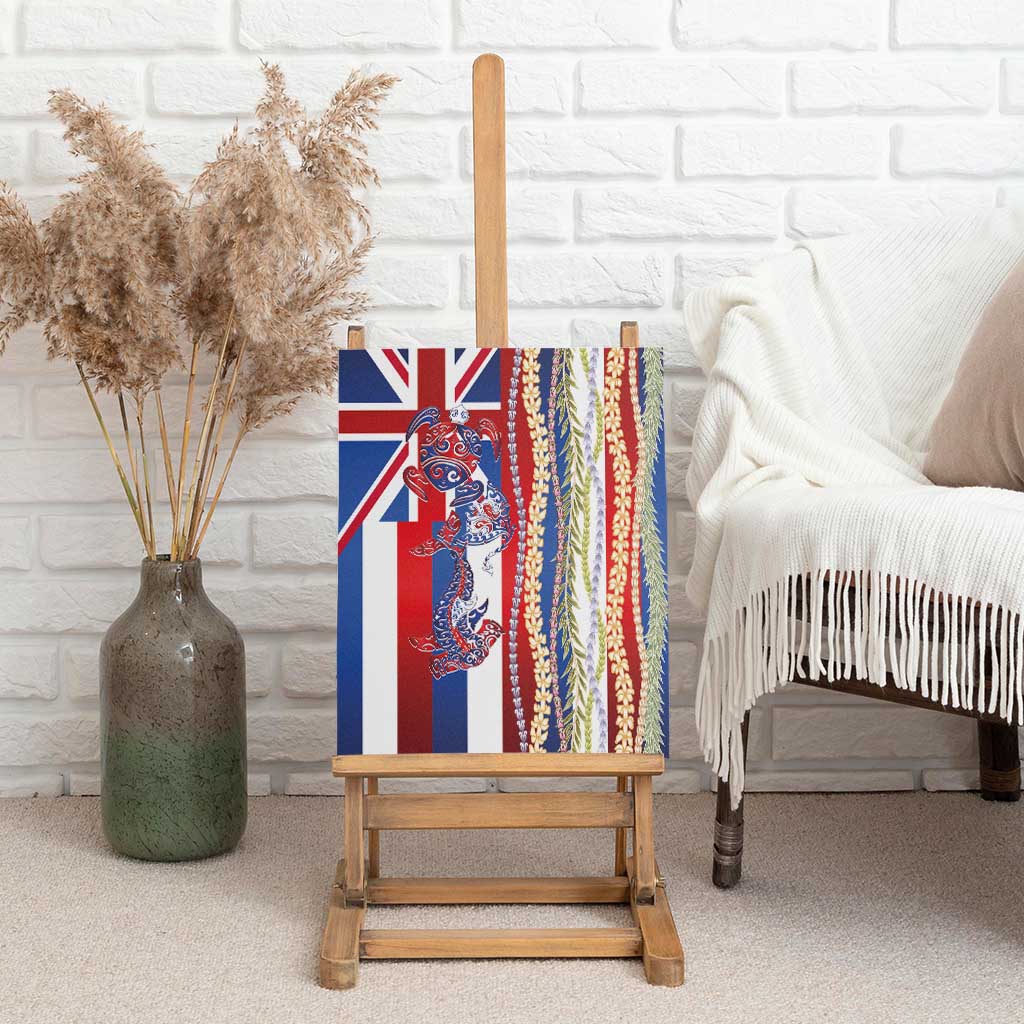 Hawaiian Sea Animals Canvas Wall Art with Lei and Flag Style LT03 - Polynesian Pride