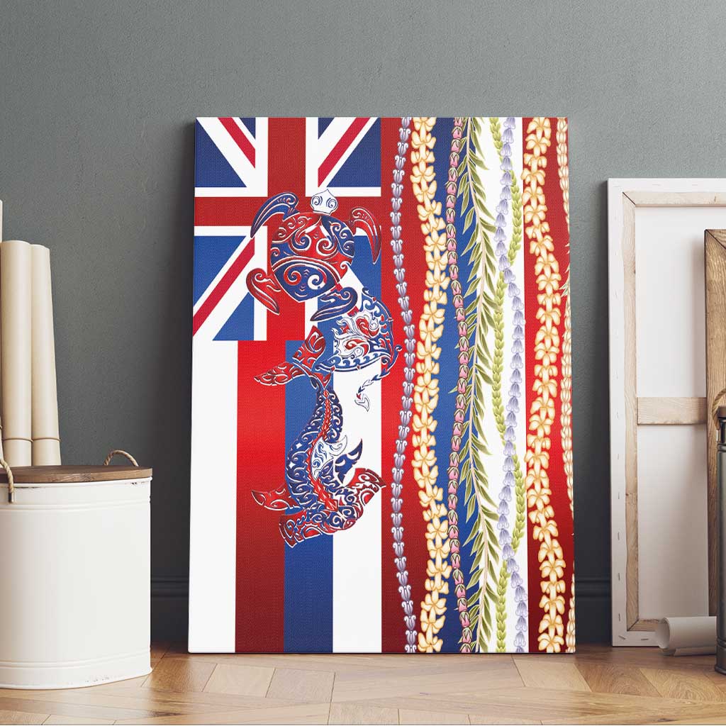 Hawaiian Sea Animals Canvas Wall Art with Lei and Flag Style LT03 - Polynesian Pride
