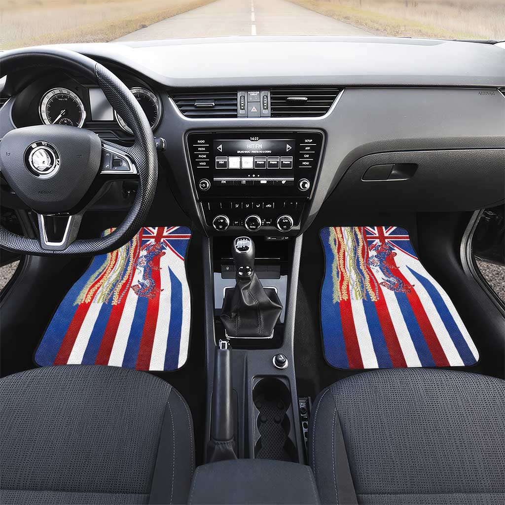 Hawaiian Sea Animals Car Mats with Lei and Flag Style LT03 Set 2pcs - Front Multicolor - Polynesian Pride
