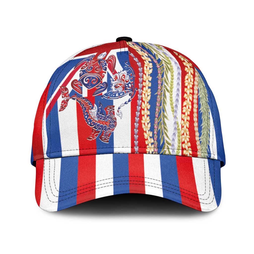 Hawaiian Sea Animals Classic Cap with Lei and Flag Style LT03 Universal Fit Multicolor - Polynesian Pride