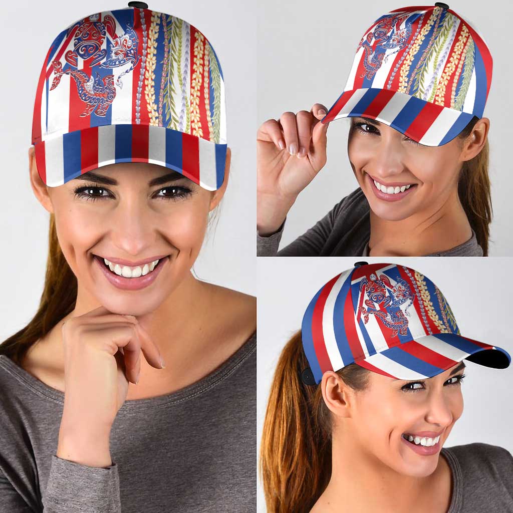 Hawaiian Sea Animals Classic Cap with Lei and Flag Style LT03 - Polynesian Pride