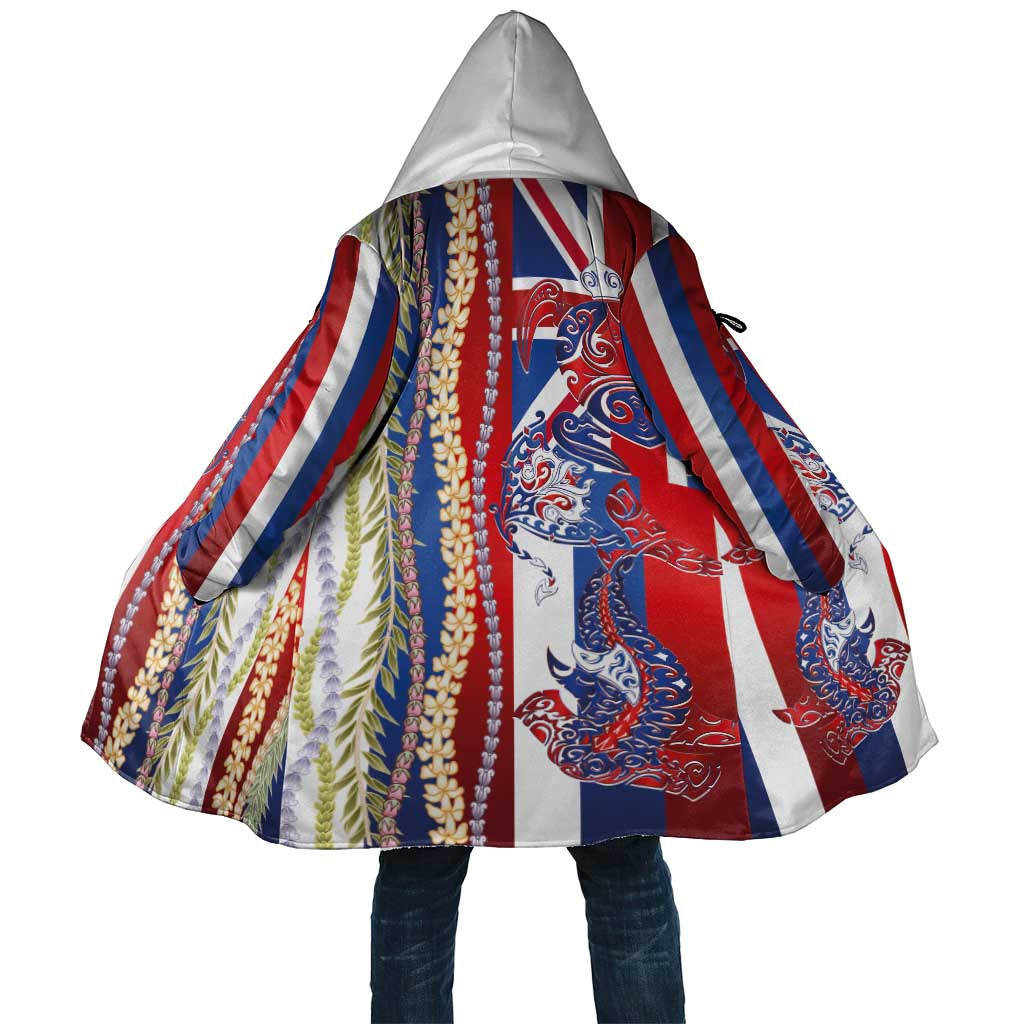 Hawaiian Sea Animals Cloak with Lei and Flag Style LT03 Unisex Multicolor - Polynesian Pride