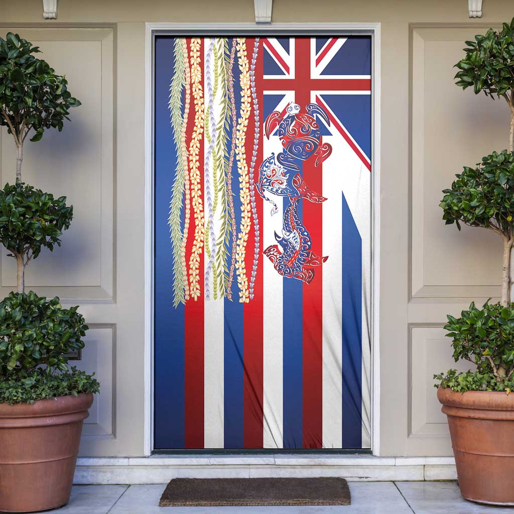 Hawaiian Sea Animals Door Cover with Lei and Flag Style LT03 Multicolor - Polynesian Pride
