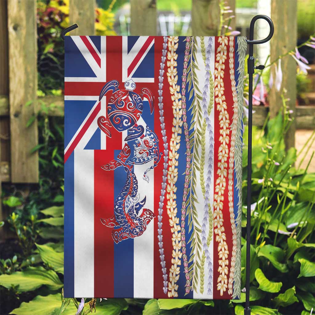 Hawaiian Sea Animals Garden Flag with Lei and Flag Style LT03 Garden Flag Multicolor - Polynesian Pride