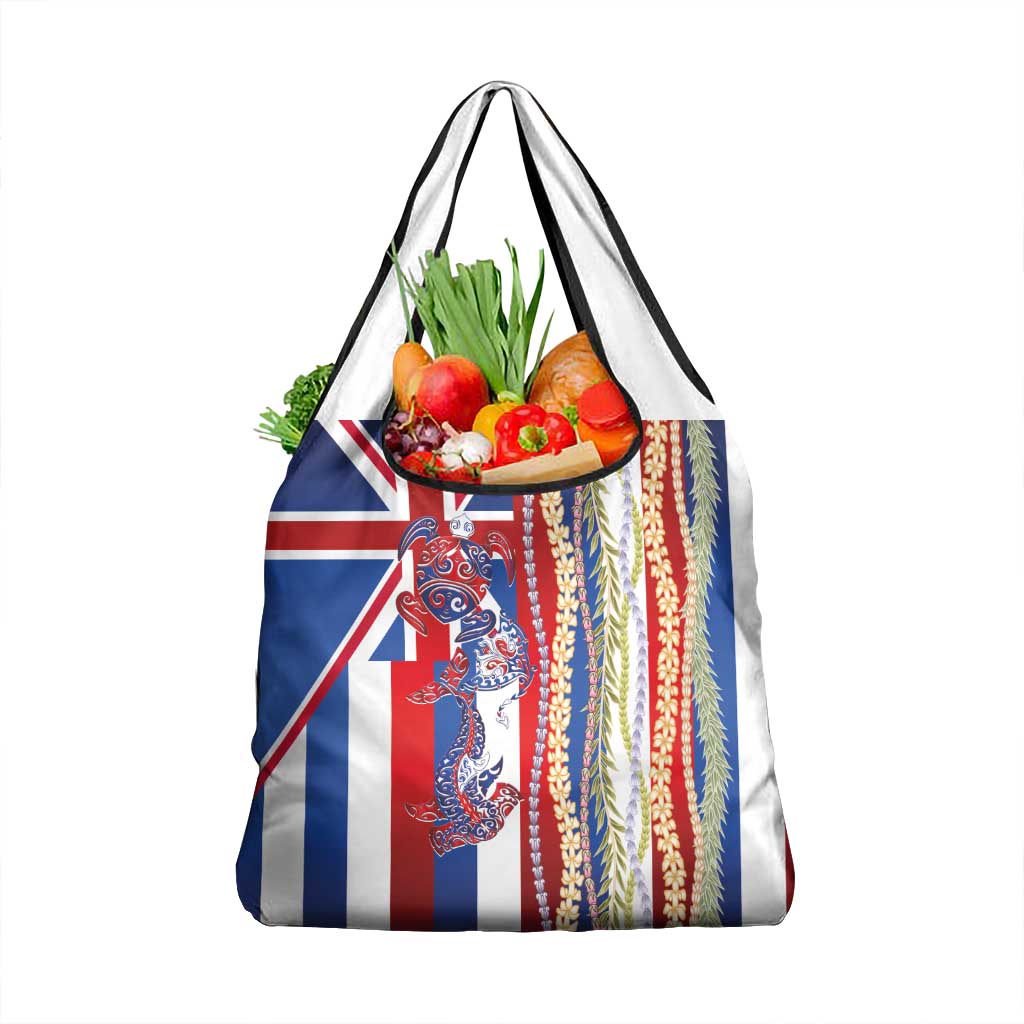 Hawaiian Sea Animals Grocery Bag with Lei and Flag Style LT03 1-pack One Size Multicolor - Polynesian Pride