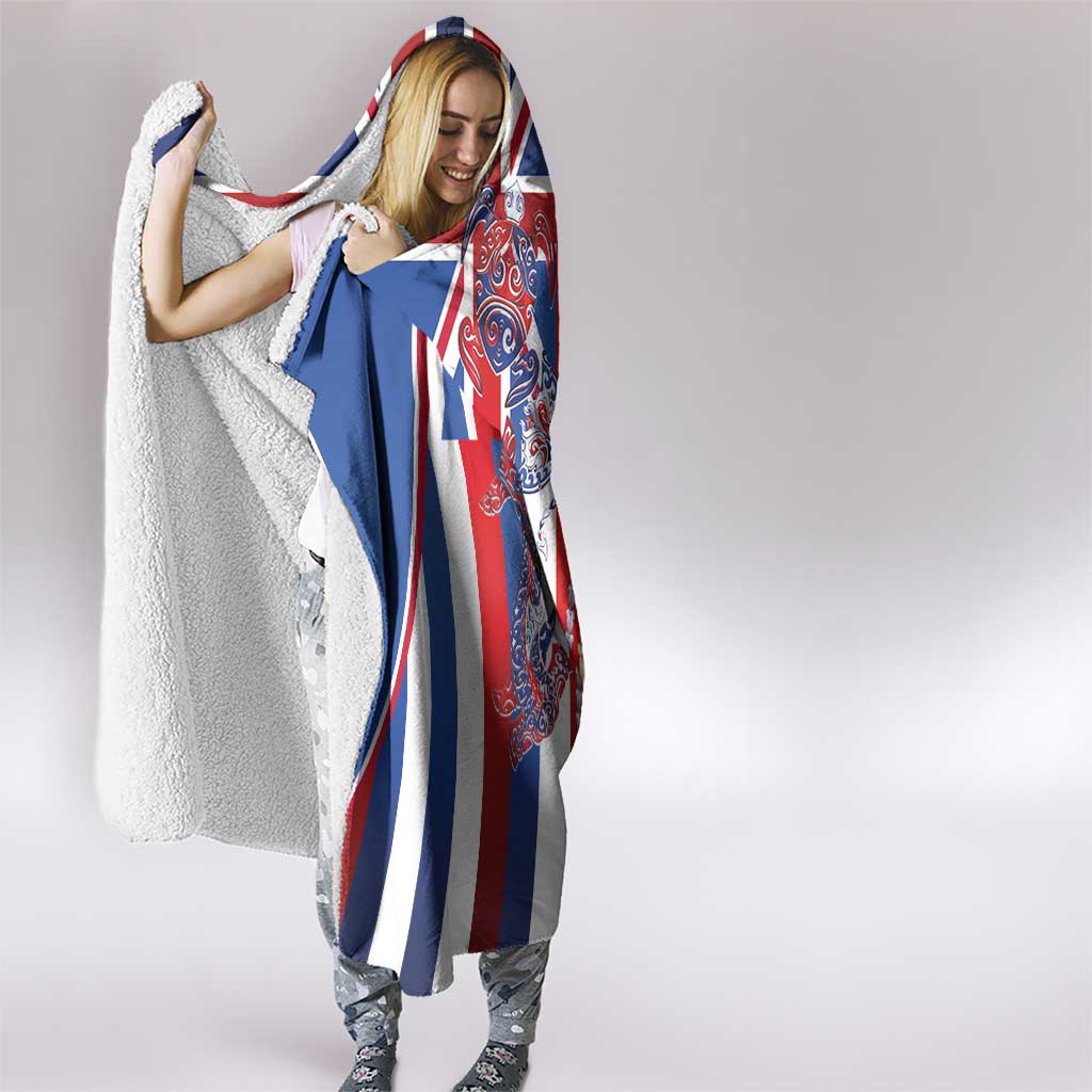 Hawaiian Sea Animals Hooded Blanket with Lei and Flag Style LT03 - Polynesian Pride