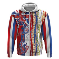 Hawaiian Sea Animals Hoodie with Lei and Flag Style LT03 Zip Hoodie Multicolor - Polynesian Pride