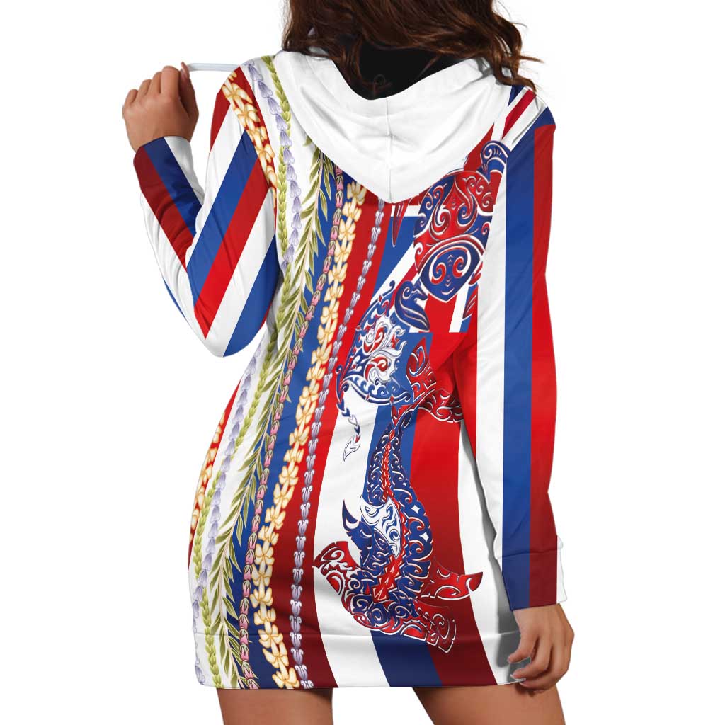 Hawaiian Sea Animals Hoodie Dress with Lei and Flag Style LT03 - Polynesian Pride