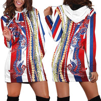 Hawaiian Sea Animals Hoodie Dress with Lei and Flag Style LT03 - Polynesian Pride