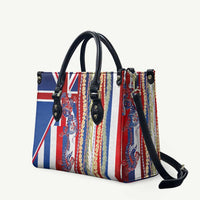Hawaiian Sea Animals Leather Bag with Lei and Flag Style LT03 Multicolor - Polynesian Pride
