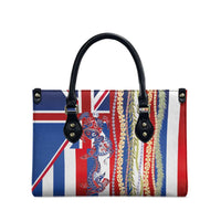 Hawaiian Sea Animals Leather Bag with Lei and Flag Style LT03 - Polynesian Pride