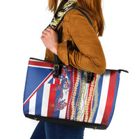 Hawaiian Sea Animals Leather Tote Bag with Lei and Flag Style LT03 Multicolor - Polynesian Pride