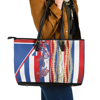 Hawaiian Sea Animals Leather Tote Bag with Lei and Flag Style LT03 - Polynesian Pride