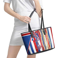 Hawaiian Sea Animals Leather Tote Bag with Lei and Flag Style LT03 - Polynesian Pride