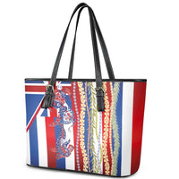 Hawaiian Sea Animals Leather Tote Bag with Lei and Flag Style LT03 - Polynesian Pride