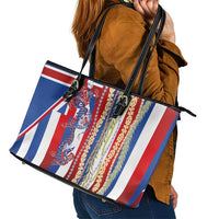 Hawaiian Sea Animals Leather Tote Bag with Lei and Flag Style LT03 - Polynesian Pride