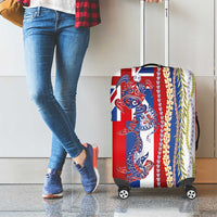 Hawaiian Sea Animals Luggage Cover with Lei and Flag Style LT03 - Polynesian Pride