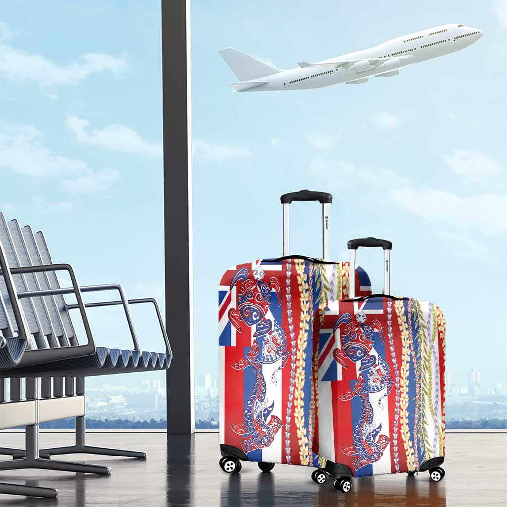 Hawaiian Sea Animals Luggage Cover with Lei and Flag Style LT03 - Polynesian Pride