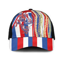 Hawaiian Sea Animals Mesh Trucker Cap with Lei and Flag Style LT03 One Size Black Multicolor - Polynesian Pride