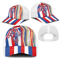 Hawaiian Sea Animals Mesh Trucker Cap with Lei and Flag Style LT03 - Polynesian Pride