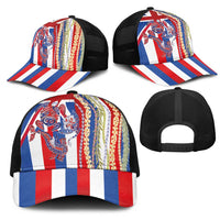 Hawaiian Sea Animals Mesh Trucker Cap with Lei and Flag Style LT03 - Polynesian Pride