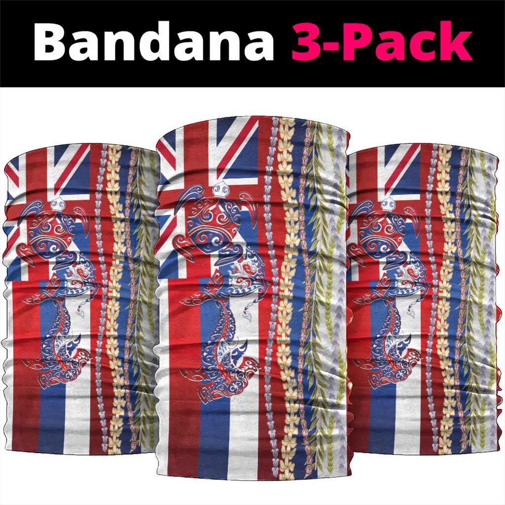 Hawaiian Sea Animals Neck Gaiter with Lei and Flag Style LT03 package One Size: 25*50cm Multicolor - Polynesian Pride