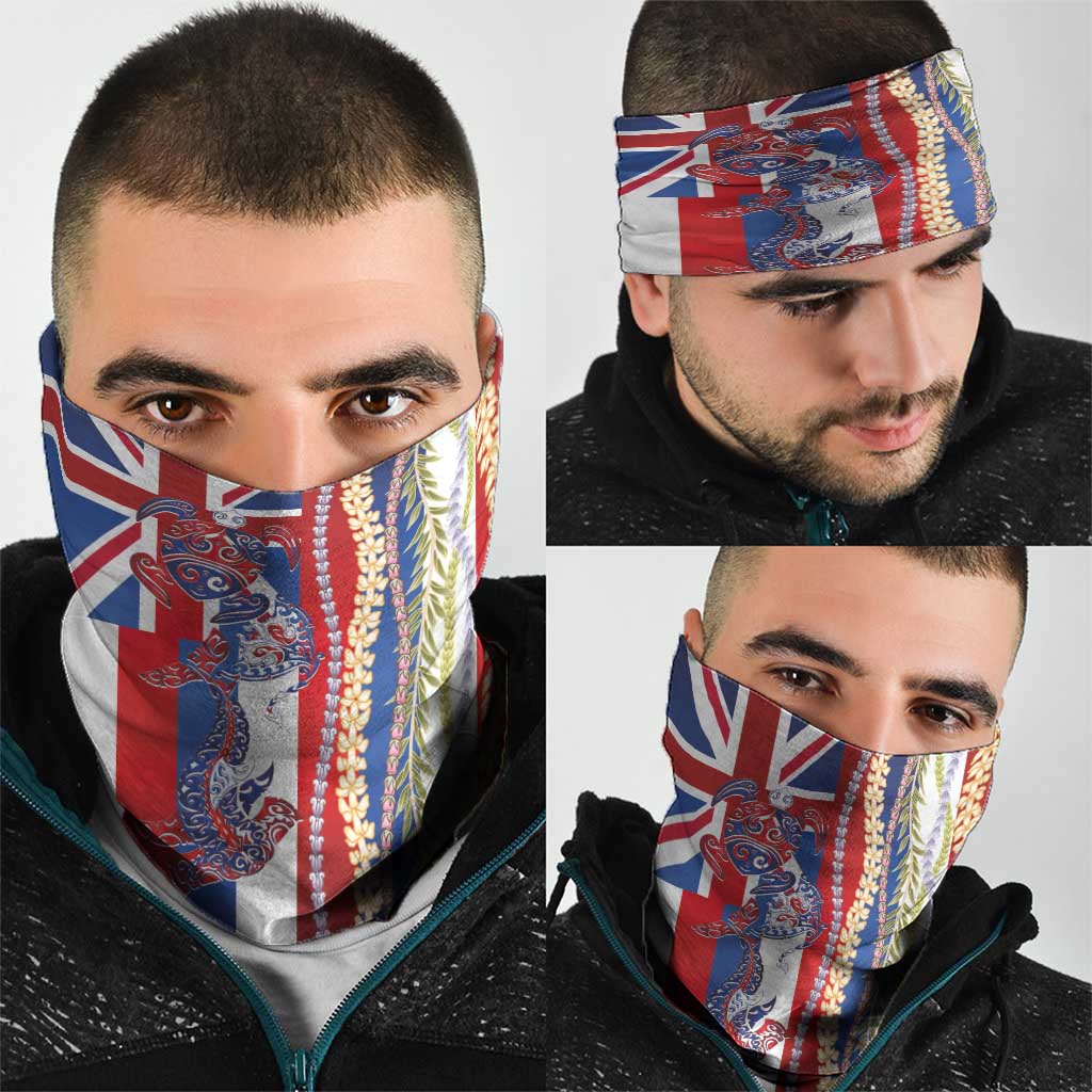 Hawaiian Sea Animals Neck Gaiter with Lei and Flag Style LT03 - Polynesian Pride