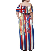 Hawaiian Sea Animals Off Shoulder Maxi Dress with Lei and Flag Style LT03 - Polynesian Pride