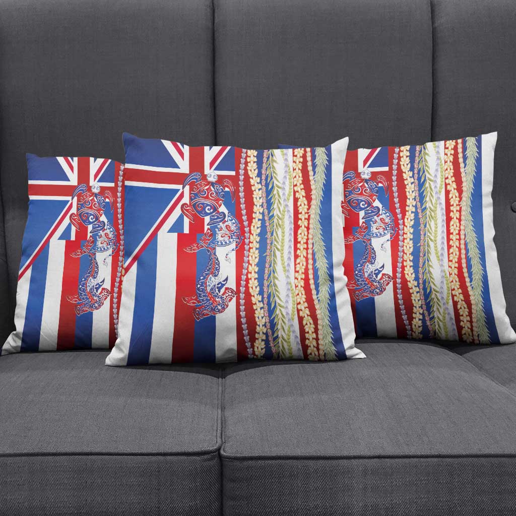 Hawaiian Sea Animals Pillow Cover with Lei and Flag Style LT03 - Polynesian Pride