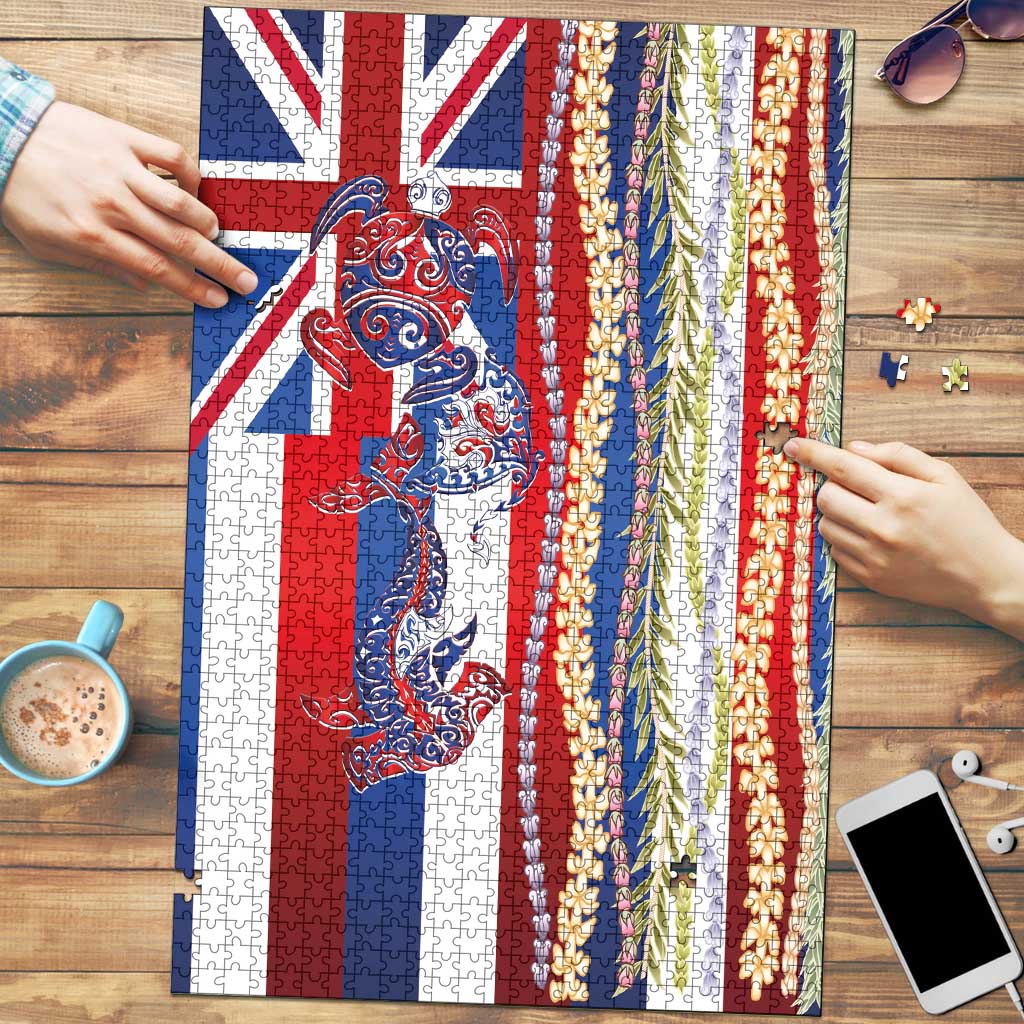 Hawaiian Sea Animals Puzzle with Lei and Flag Style LT03 Multicolor - Polynesian Pride