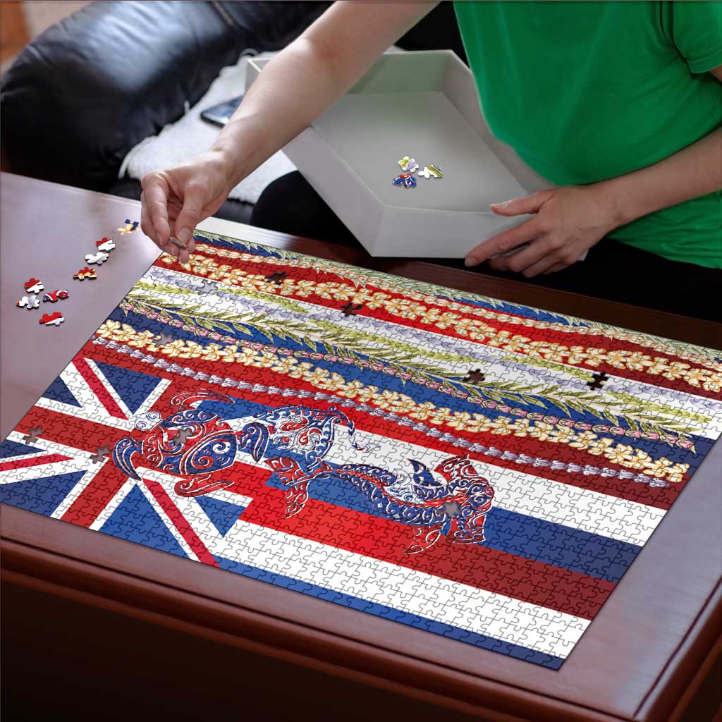 Hawaiian Sea Animals Puzzle with Lei and Flag Style LT03 - Polynesian Pride