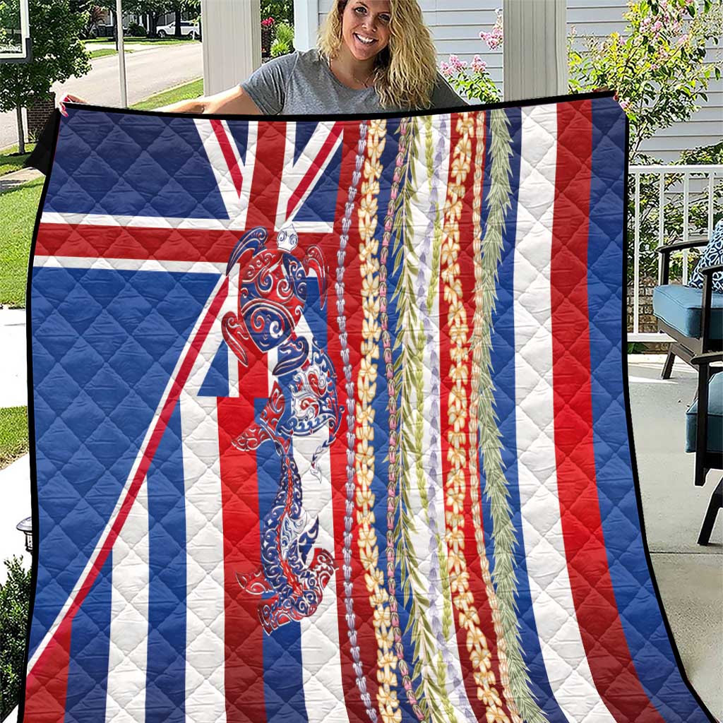 Hawaiian Sea Animals Quilt with Lei and Flag Style