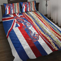 Hawaiian Sea Animals Quilt Bed Set with Lei and Flag Style LT03 Multicolor - Polynesian Pride