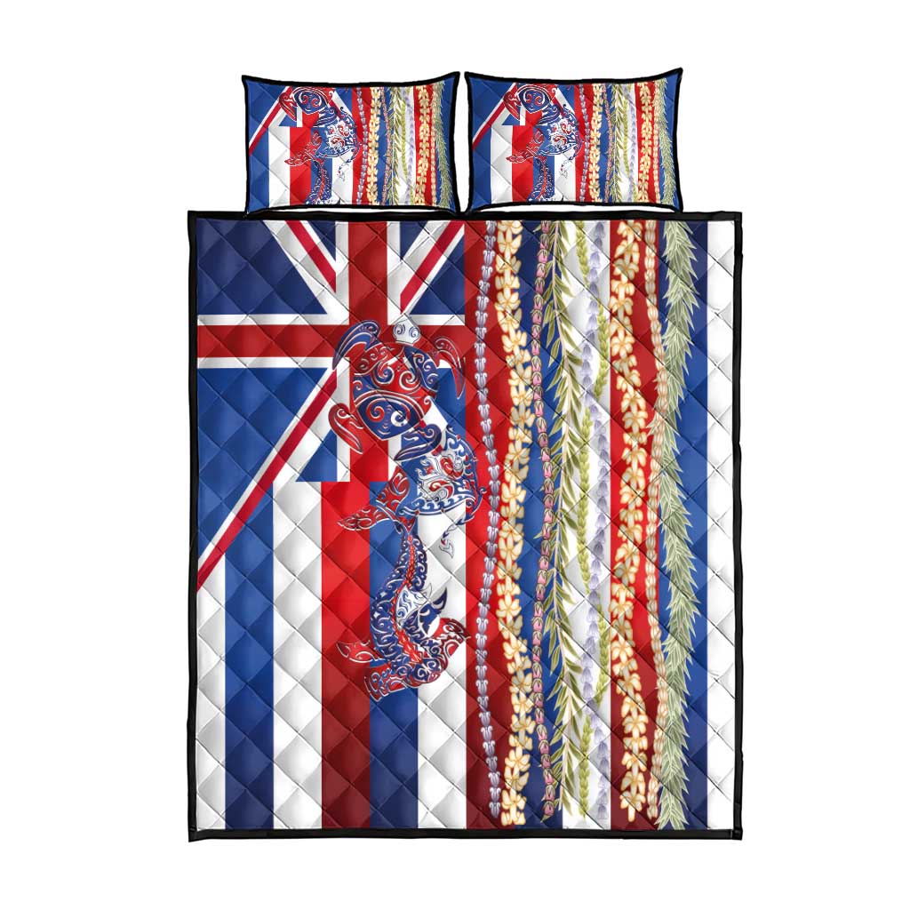 Hawaiian Sea Animals Quilt Bed Set with Lei and Flag Style LT03 - Polynesian Pride