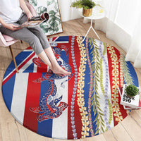 Hawaiian Sea Animals Round Carpet with Lei and Flag Style LT03 - Polynesian Pride