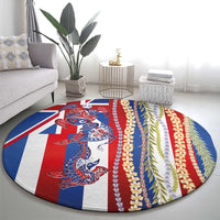 Hawaiian Sea Animals Round Carpet with Lei and Flag Style LT03 - Polynesian Pride