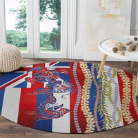 Hawaiian Sea Animals Round Carpet with Lei and Flag Style LT03 - Polynesian Pride