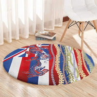 Hawaiian Sea Animals Round Carpet with Lei and Flag Style LT03 - Polynesian Pride