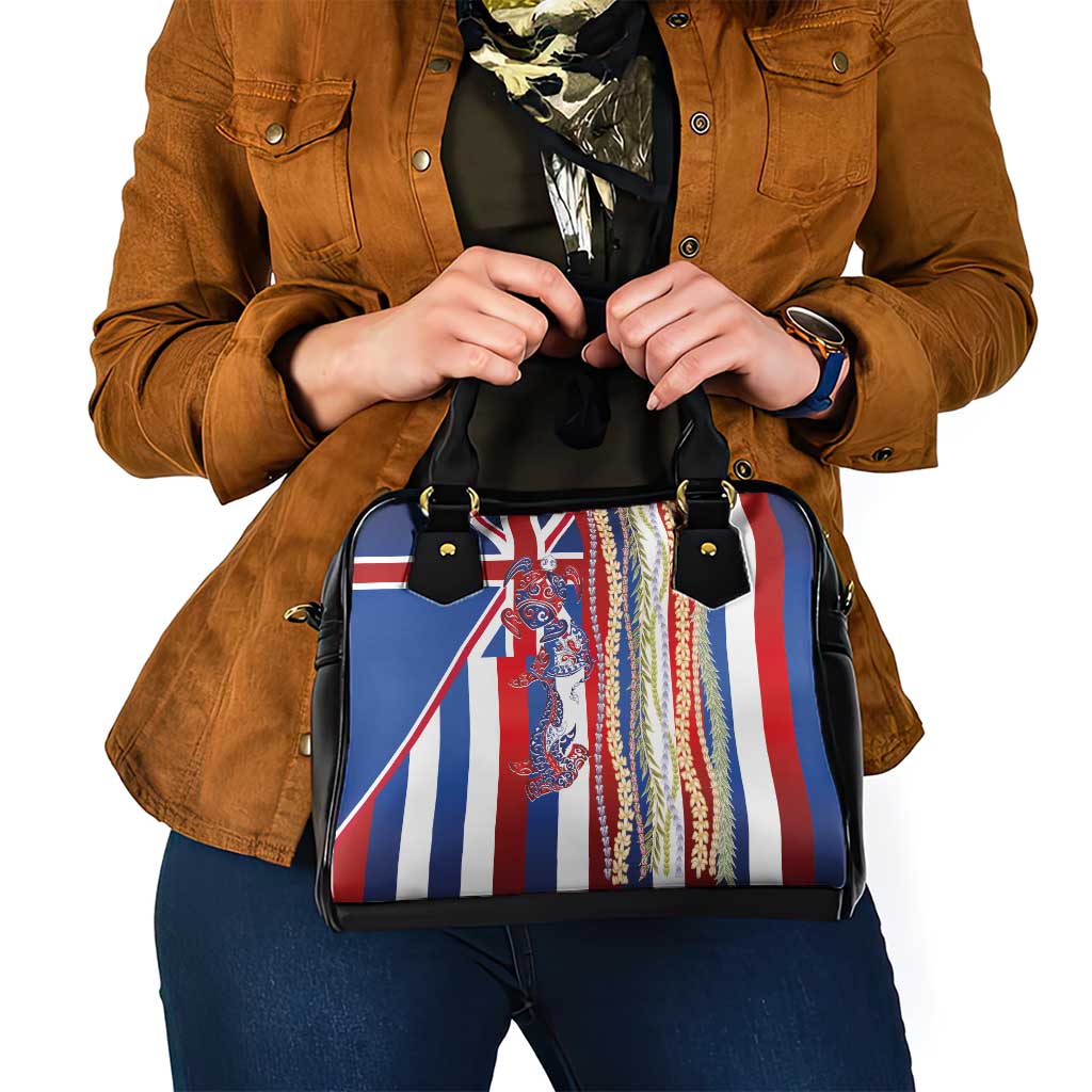 Hawaiian Sea Animals Shoulder Handbag with Lei and Flag Style LT03 - Polynesian Pride