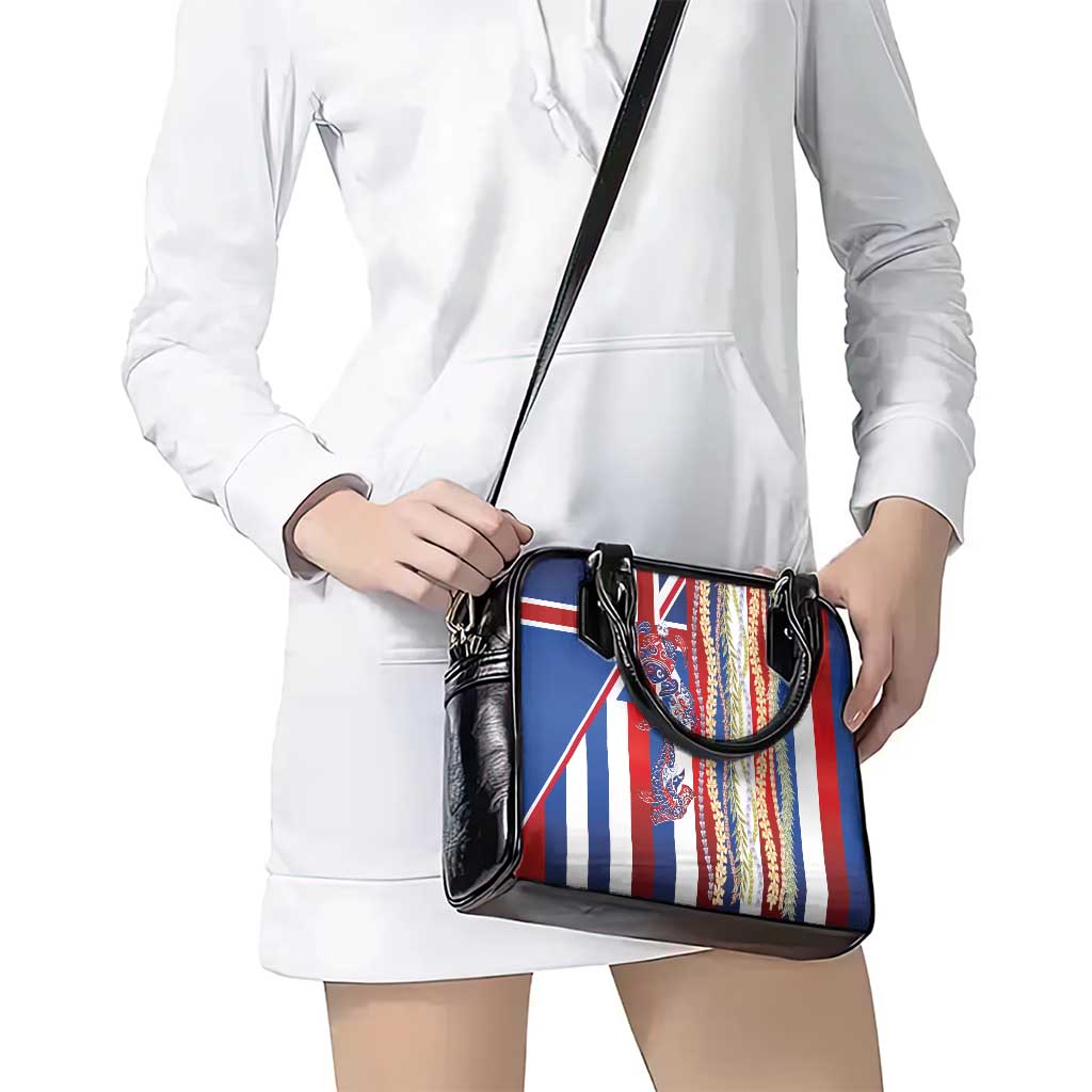 Hawaiian Sea Animals Shoulder Handbag with Lei and Flag Style LT03 - Polynesian Pride