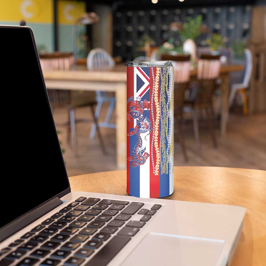 Hawaiian Sea Animals Skinny Tumbler with Lei and Flag Style LT03 - Polynesian Pride
