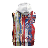Hawaiian Sea Animals Sleeveless Hoodie with Lei and Flag Style