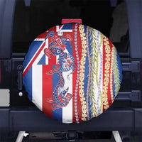Hawaiian Sea Animals Spare Tire Cover with Lei and Flag Style LT03 No hole Multicolor - Polynesian Pride