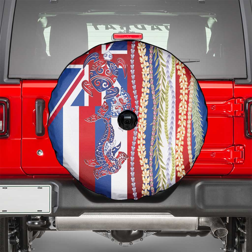 Hawaiian Sea Animals Spare Tire Cover with Lei and Flag Style LT03 - Polynesian Pride