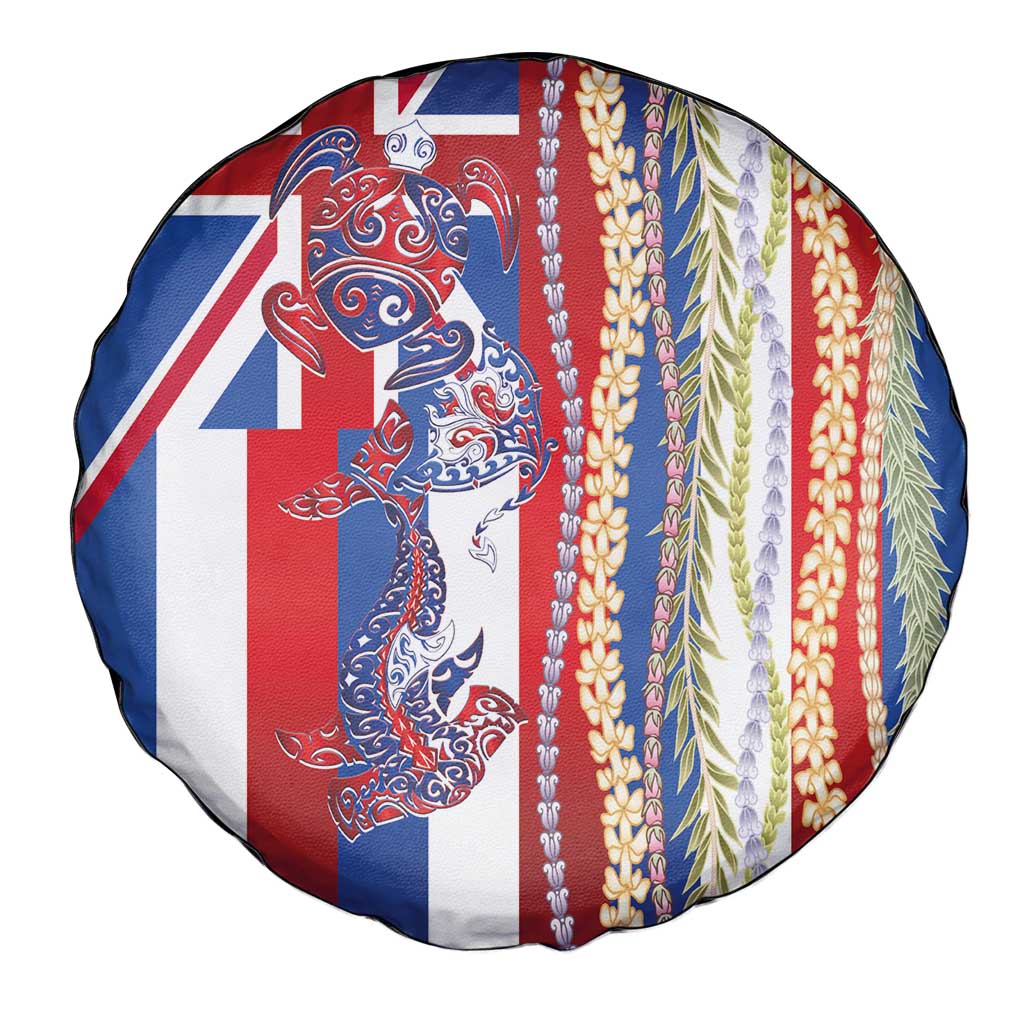 Hawaiian Sea Animals Spare Tire Cover with Lei and Flag Style LT03 - Polynesian Pride