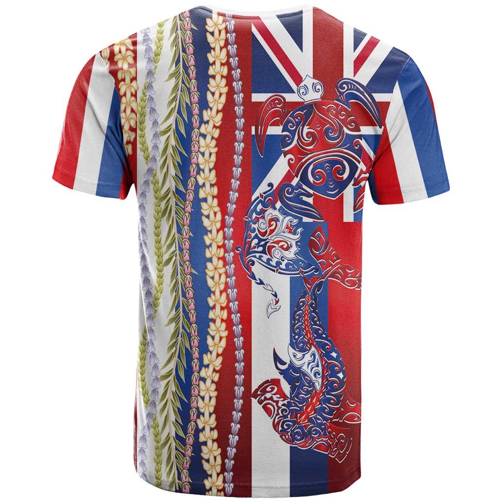 Hawaiian Sea Animals T Shirt with Lei and Flag Style LT03 - Polynesian Pride