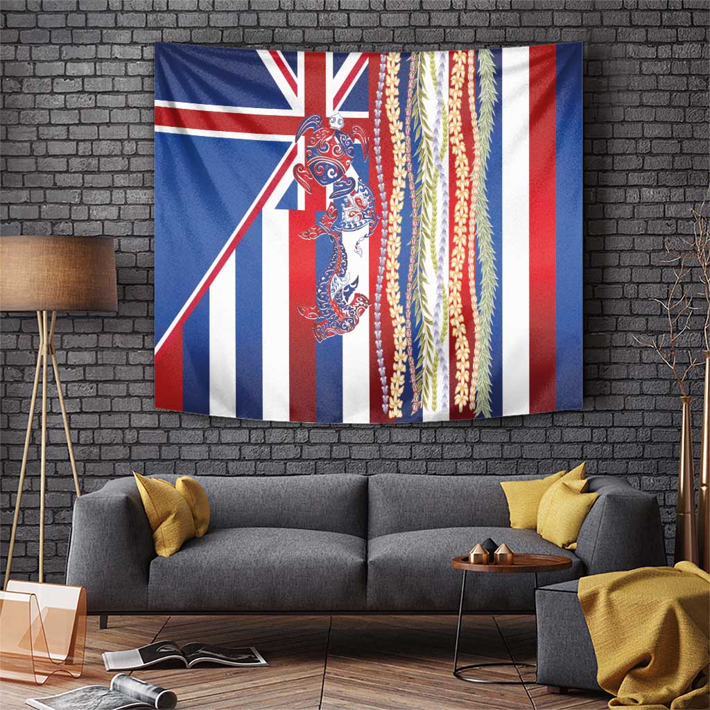 Hawaiian Sea Animals Tapestry with Lei and Flag Style LT03 Multicolor - Polynesian Pride