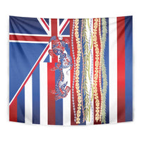Hawaiian Sea Animals Tapestry with Lei and Flag Style LT03 - Polynesian Pride