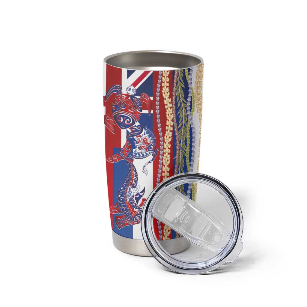 Hawaiian Sea Animals Tumbler Cup with Lei and Flag Style LT03 - Polynesian Pride